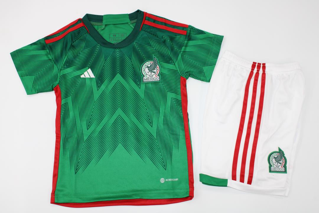 Kids-Mexico 2022 World Cup Home Soccer Jersey